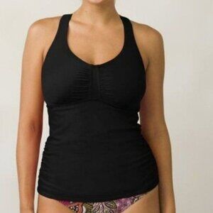 Prana Black Aelyn Ruched Side Adjustable Tankini Swim Top 34D
